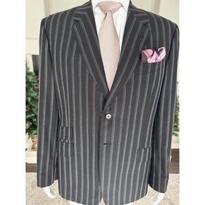 Paul Smith London Navy Blue Pinstripe Suit Made In Italy Size 54 IT